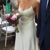 Vestido de novia de gasa de seda con aplicaciones