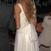Vestido de novia usado con espalda rebajada y cinta