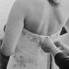 Espalda de vestido de novia usado con pedreria plateada