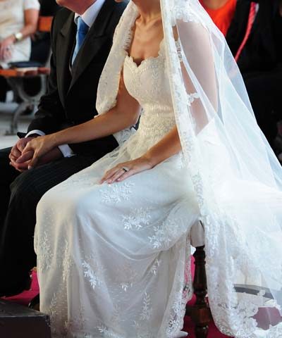 Vestido de novia usado de encaje frances para matrimonio
