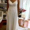 Vestido de novia usado de gasa y encaje hecho por Blanca Bonita