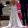 Vestido de novia de piel de durazno con transparencias