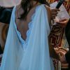 Vestido de novia hecho por Francisca Larraín con pechera de encaje bordada