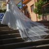 Vestido de novia de encaje, strapless y corte sirena