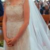 Vestido de novia con encaje y tul, marca Rebecca Ingram