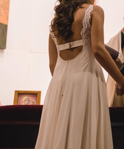 Vestido de novia de encaje francés y gasa en venta