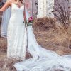 Vestido de novia de pedrería y seda hecho por Francisca Larraín