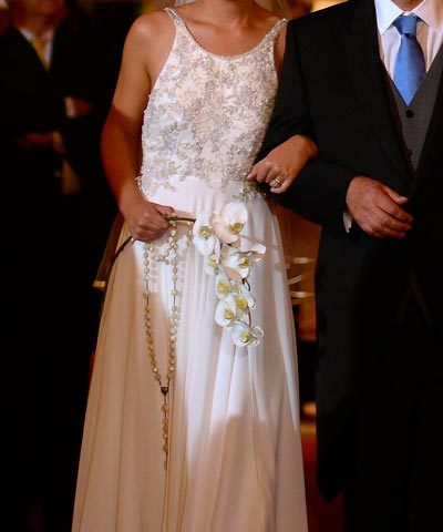 Vestido Trío de novia de gasa de seda bordada