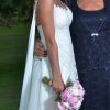 Vestido de novia de gasa y macramé marca Blanca Bonita