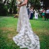 Vestido de novia Francisca Tornero con tela de plumas