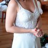 Vestido de novia de encaje y pedrería MLV