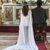 Vestido de novia de gasa con encaje francés