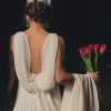 Vestido de novia de gasa de seda plisada