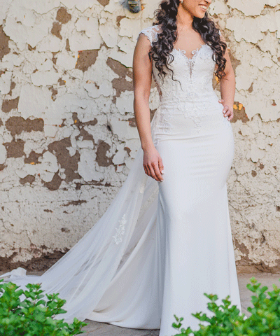 Vestido de novia de crepe Nevada se vende usado para matrimonio |  