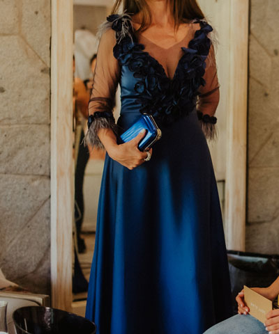 vestido de madrina para matrimonio color azul usado se vende en chile EntreVestidos.cl